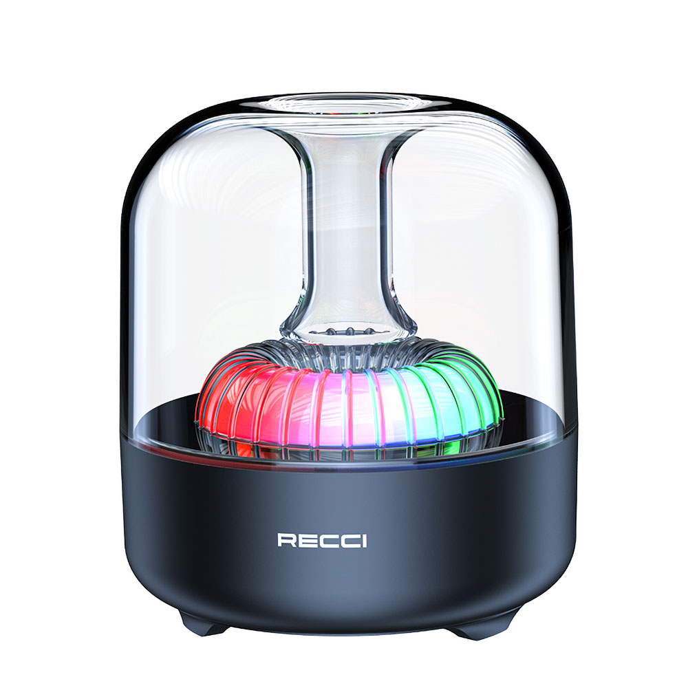 Recci RSK-W31 Amber Serisi FM/TF/AUX Hi-Fi RGB Işıklı Wireless Bluetooth 5.0 Speaker Hoparlör 5W 500mAh - Siyah