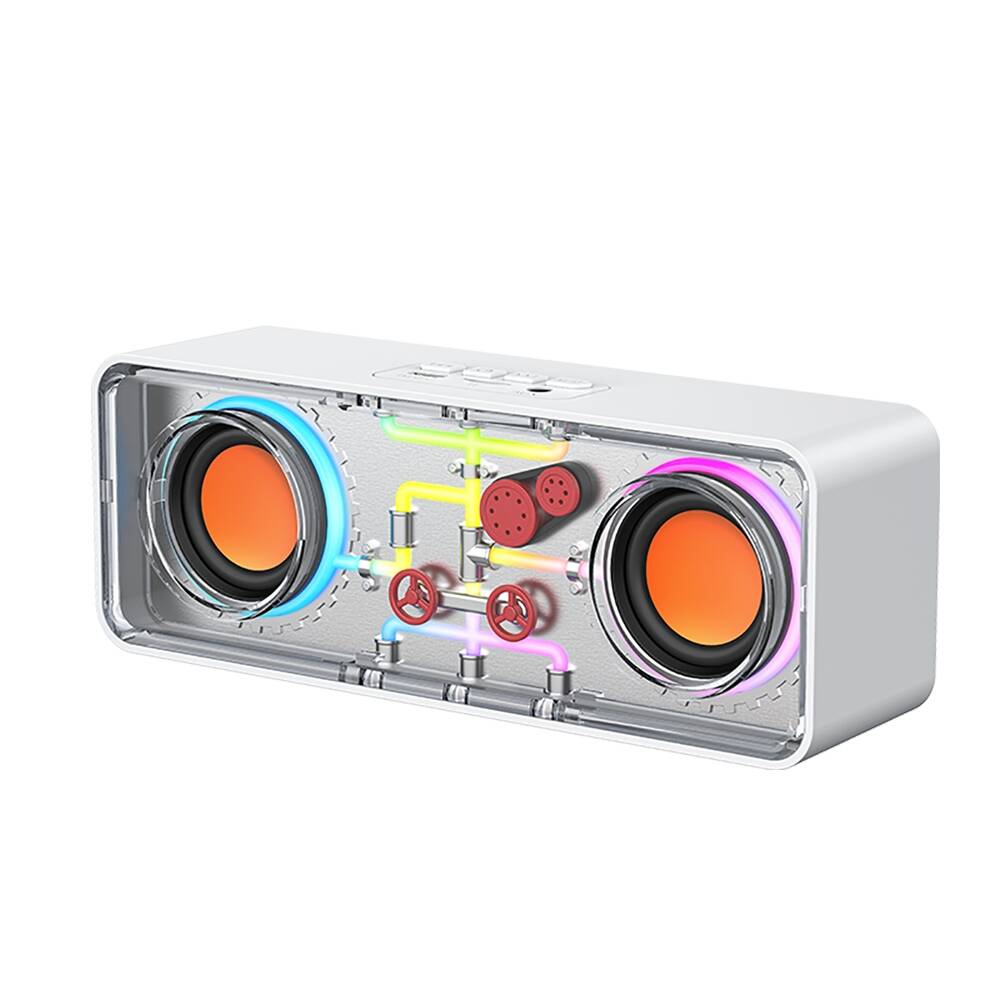 Recci RSK-W38 Space Station Serisi RGB Led Işıklı Bluetooth Hoparlör FM Radio Özellikli - Beyaz