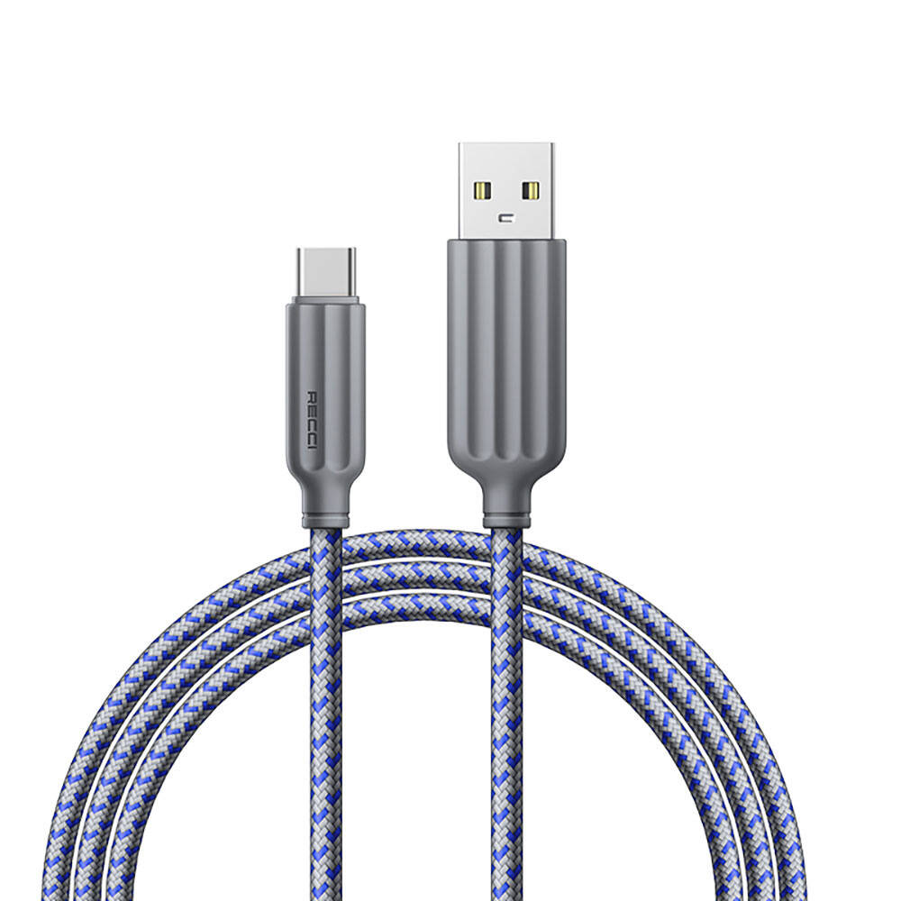 Recci RTC-N23C 3A Hızlı Şarj Özellikli Type-C to USB-A Kablo 1M - Gri