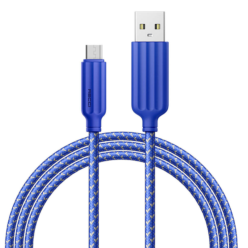 Recci RTC-N23M 2.4A Hızlı Şarj Özellikli Micro to USB-A Kablo 1M - Mavi