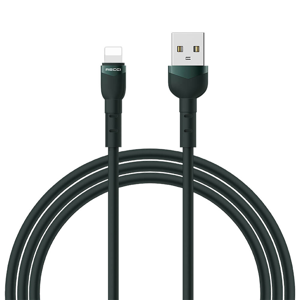 Recci RTC-N35L Hızlı Şarj Özellikli 100cm Lightning to USB-A Kablo - Yeşil