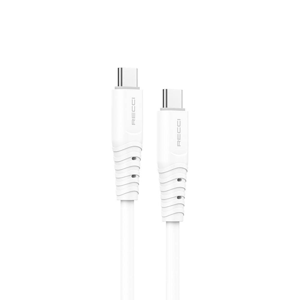 Recci RTC-P09CC Silicone Serisi 65W Hızlı Şarj Özellikli Type-C To Type-C PD Kablo 1.5M - Beyaz