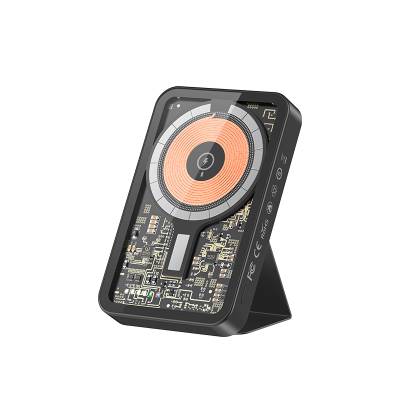 Recci W07 Şeffaf Tasarım Standlı 15W M-safe Şarj Özellikli 20W PD Hızlı Şarj Powerbank 5000mAh - Recci