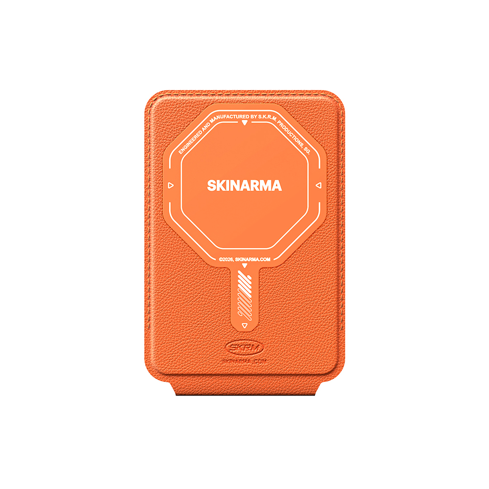 Skinarma Axis Serisi Foldable Stand Özellikli Deri Tasarımlı Kartlık - Turuncu