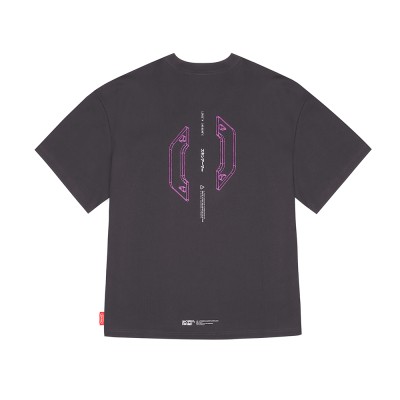 Skinarma Cypher Kısa Kollu Oversize Unisex Bisiklet Yaka Mor Tişört - 4