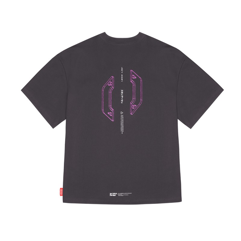 Skinarma Cypher Kısa Kollu Oversize Unisex Bisiklet Yaka Mor Tişört - 5