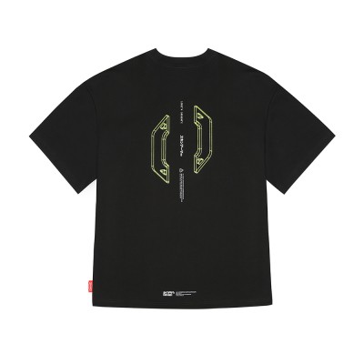 Skinarma Cypher Kısa Kollu Oversize Unisex Bisiklet Yaka Siyah Tişört - 5