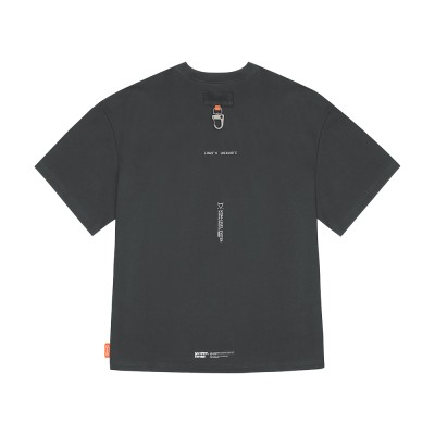 Skinarma Glitch Kısa Kollu Oversize Unisex Bisiklet Yaka Gri Tişört - 4