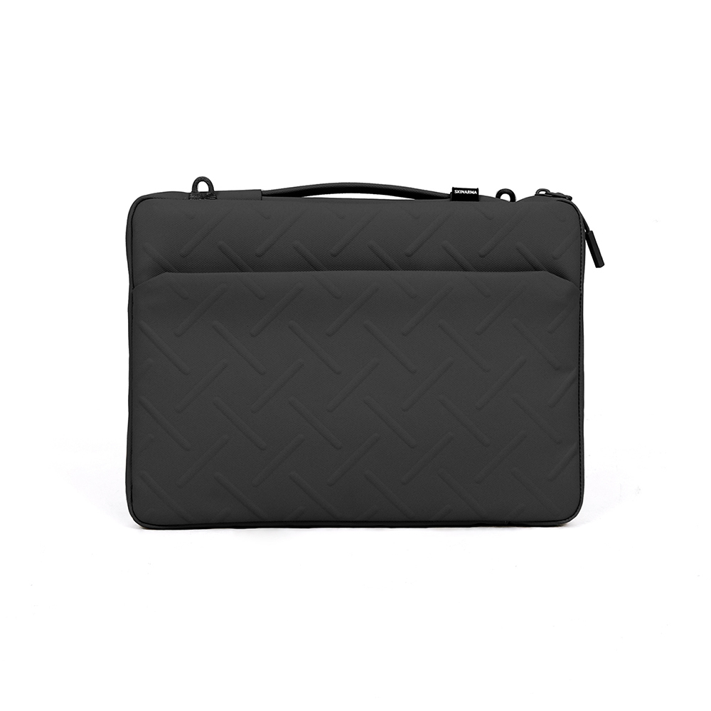 Skinarma Juno 14 inç Uyumlu Cross-Hatch Desenli Naylon Çapraz Vücut Laptop Çantası - Siyah