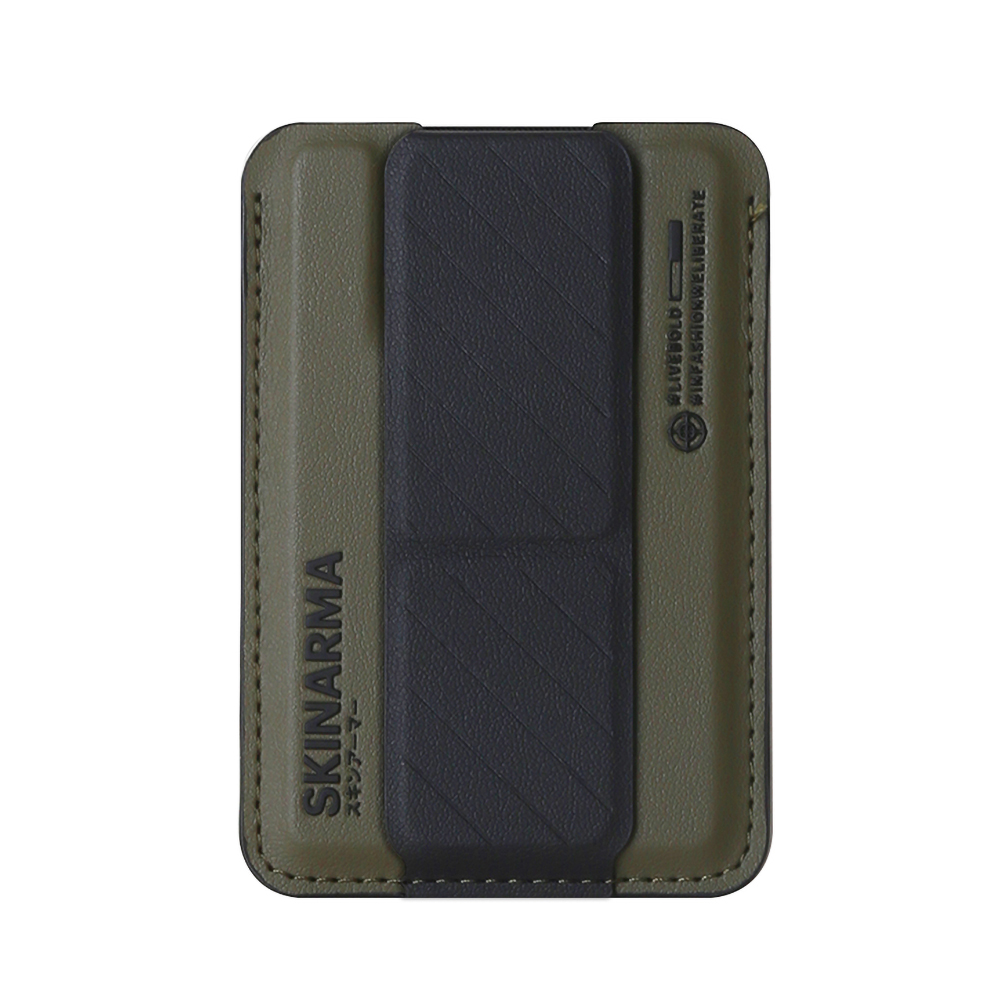 SkinArma Kado 2 Hazneli Magnetik Standlı Kartlık - Olive