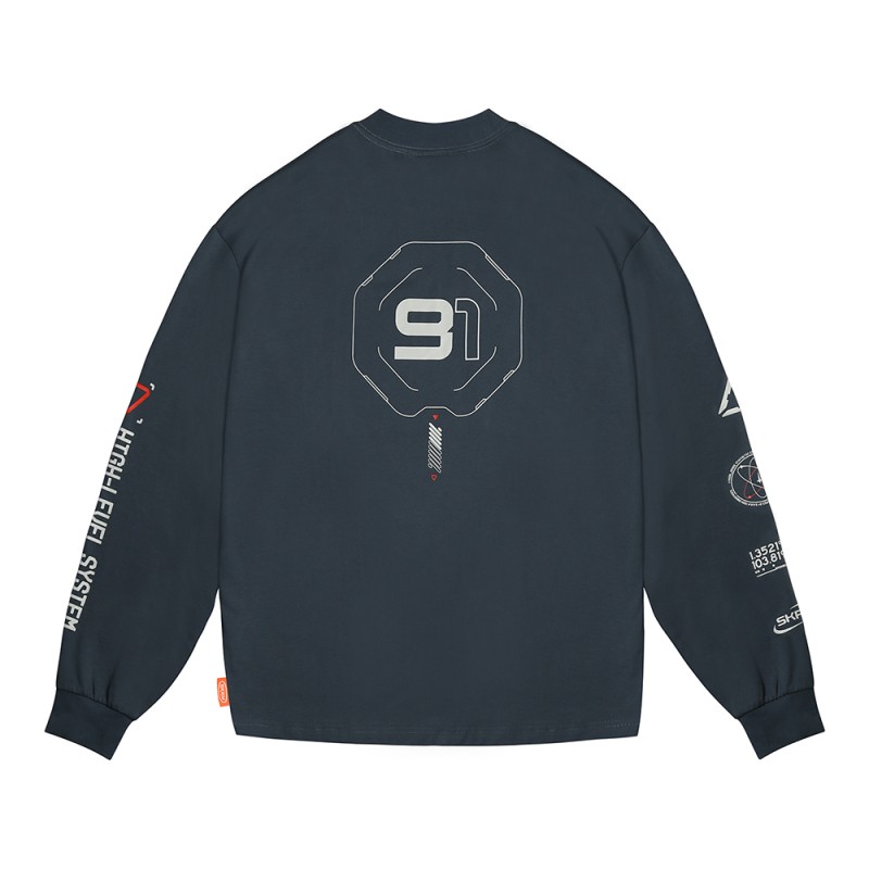 Skinarma Neptune Uzun Kollu Oversize Unisex Bisiklet Yaka Lacivert Sweatshirt - 3