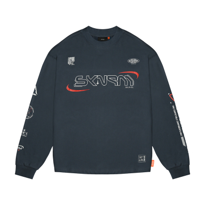 Skinarma Neptune Uzun Kollu Oversize Unisex Bisiklet Yaka Lacivert Sweatshirt - Skinarma