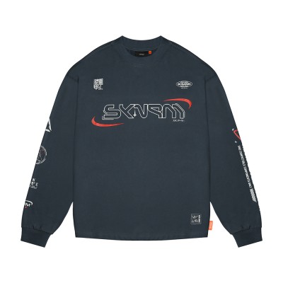 Skinarma Neptune Uzun Kollu Oversize Unisex Bisiklet Yaka Lacivert Sweatshirt - 2