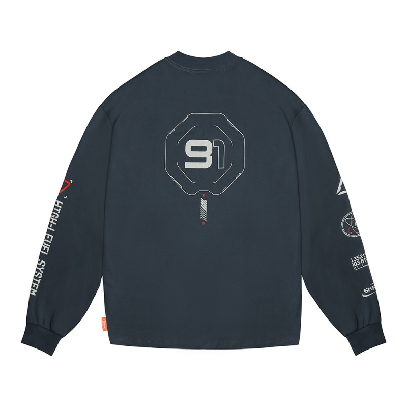 Skinarma Neptune Uzun Kollu Oversize Unisex Bisiklet Yaka Lacivert Sweatshirt - 4