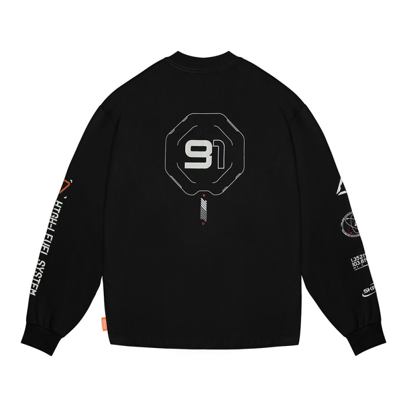 Skinarma Neptune Uzun Kollu Oversize Unisex Bisiklet Yaka Siyah Sweatshirt - 4