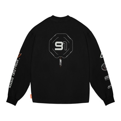 Skinarma Neptune Uzun Kollu Oversize Unisex Bisiklet Yaka Siyah Sweatshirt - 5