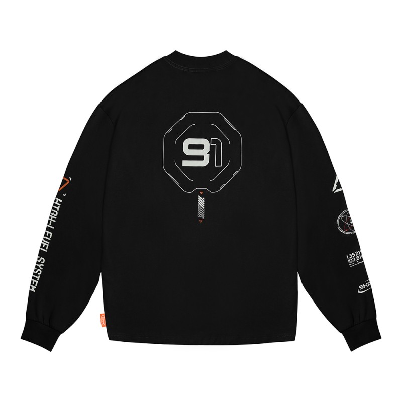 Skinarma Neptune Uzun Kollu Oversize Unisex Bisiklet Yaka Siyah Sweatshirt - 5