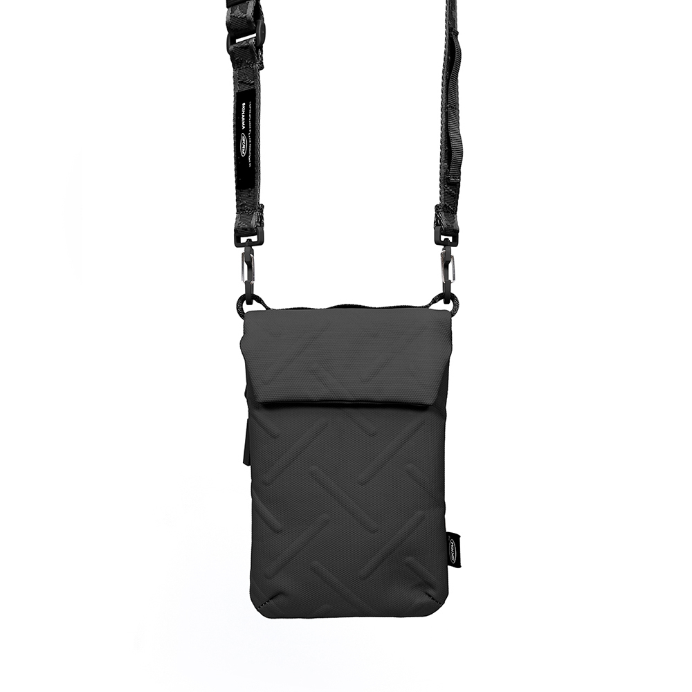 Skinarma Sling Pouch Juno Cross-Hatch Desenli Naylon Scout Boyun Askı Kayışlı Çapraz Vücut Çantası - Siyah