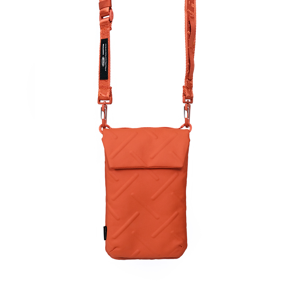 Skinarma Sling Pouch Juno Cross-Hatch Desenli Naylon Scout Boyun Askı Kayışlı Çapraz Vücut Çantası - Turuncu