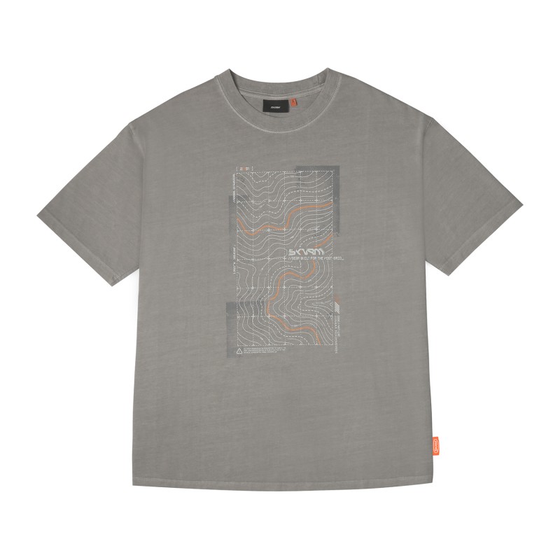 Skinarma Sonar Kısa Kollu Oversize Unisex Bisiklet Yaka Açık Gri Tişört - 1
