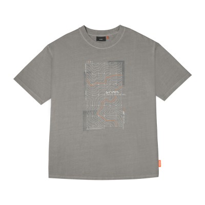 Skinarma Sonar Kısa Kollu Oversize Unisex Bisiklet Yaka Açık Gri Tişört - 2