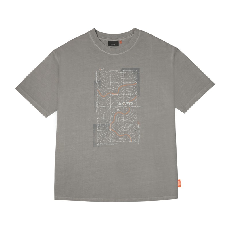Skinarma Sonar Kısa Kollu Oversize Unisex Bisiklet Yaka Açık Gri Tişört - 2