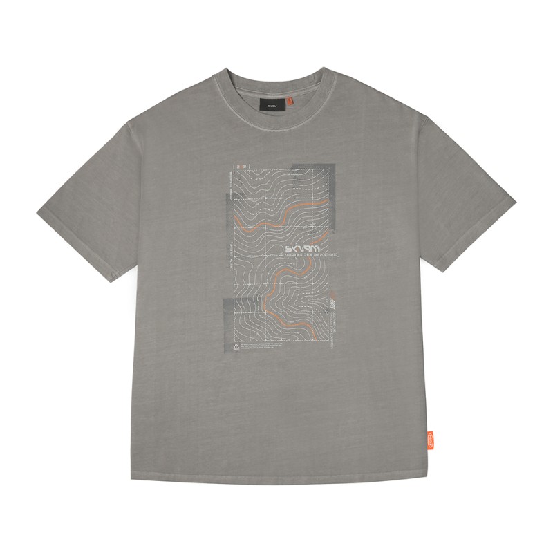 Skinarma Sonar Kısa Kollu Oversize Unisex Bisiklet Yaka Açık Gri Tişört - 3