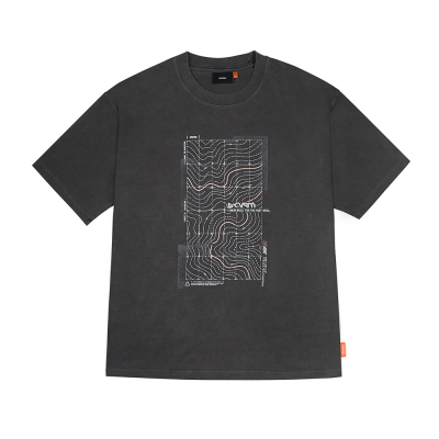 Skinarma Sonar Kısa Kollu Oversize Unisex Bisiklet Yaka Gri Tişört - Skinarma