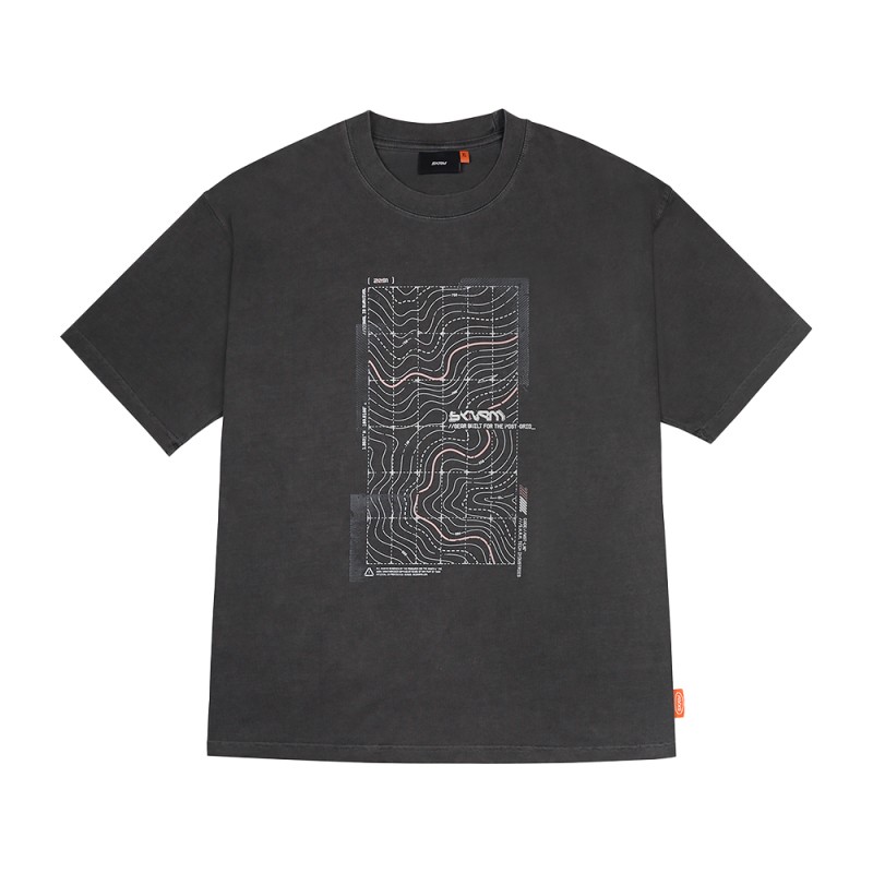 Skinarma Sonar Kısa Kollu Oversize Unisex Bisiklet Yaka Gri Tişört - 3