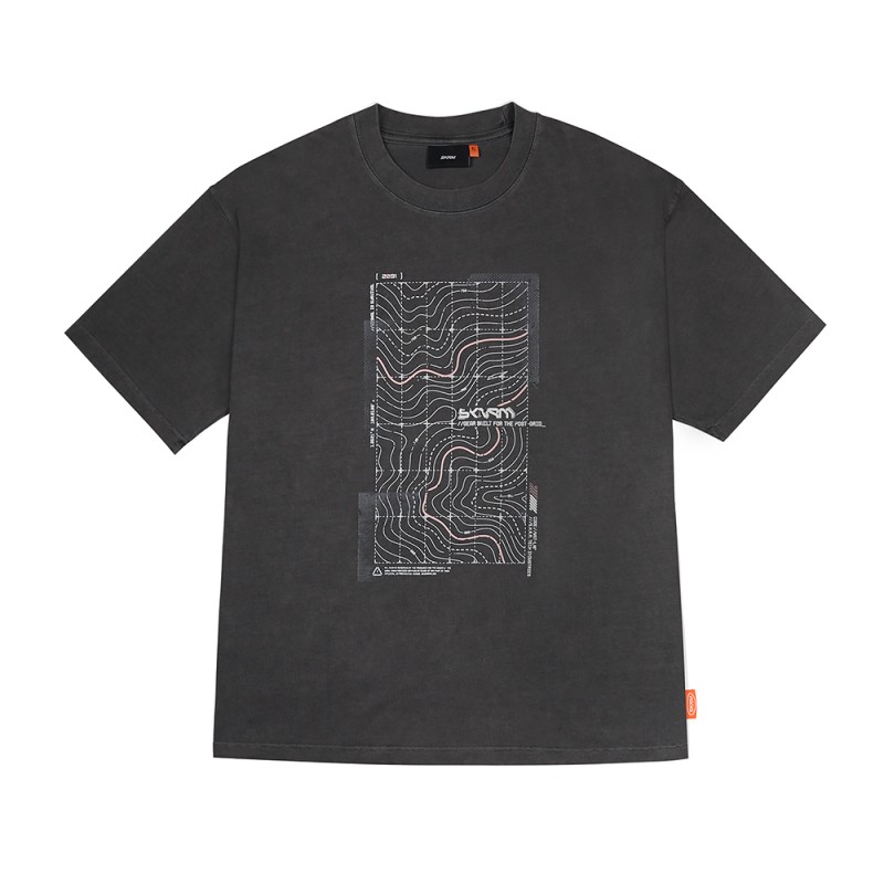 Skinarma Sonar Short Sleeve Oversize Unisex Crew Neck Grey T-Shirt - 1