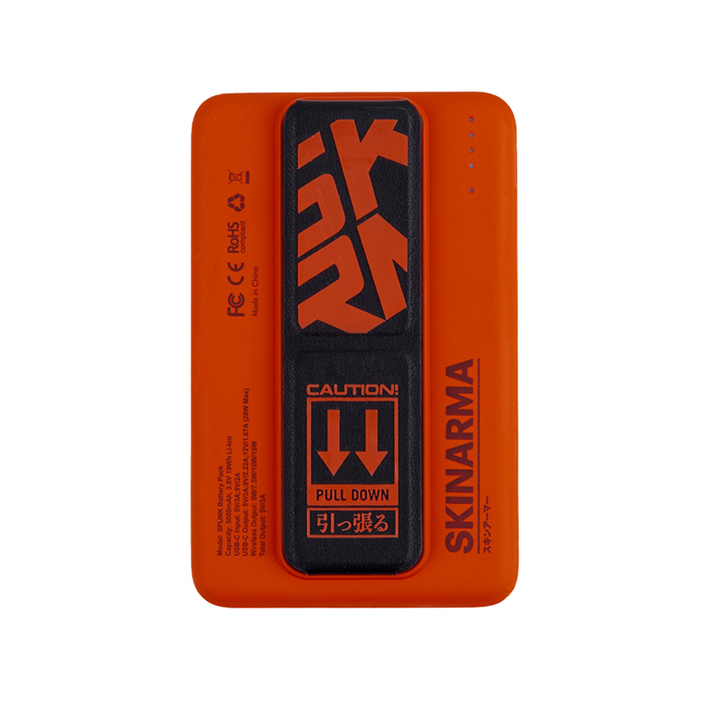 SkinArma Spunk Taşınabilir Wireless Şarj ve PD Hızlı Şarj Özellikli Powerbank 15W 5000mAh - Turuncu