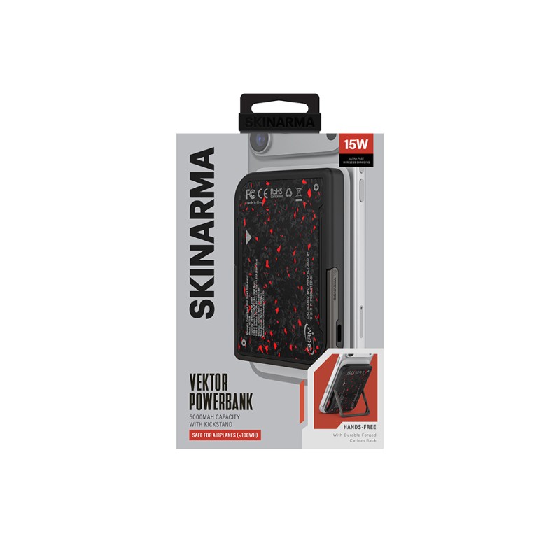 Skinarma Vektor Kablosuz ve PD Hızlı Şarj Özellikli Metal Standlı Taşınabilir Powerbank 15W 5000mAh - 6