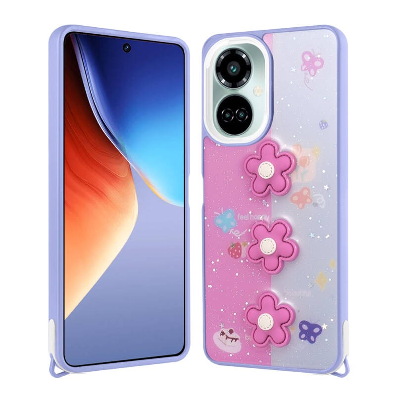 Tecno Camon 19 Kılıf Parlayan Simli Kabartma Figürlü Zore Cevze Kapak - 5