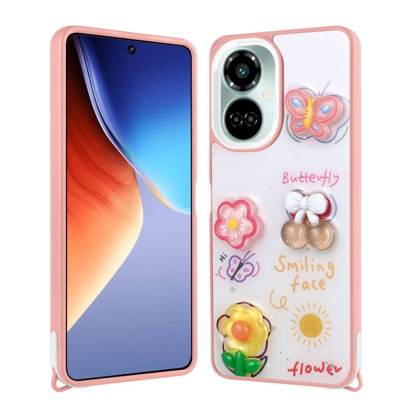 Tecno Camon 19 Kılıf Parlayan Simli Kabartma Figürlü Zore Cevze Kapak - 3
