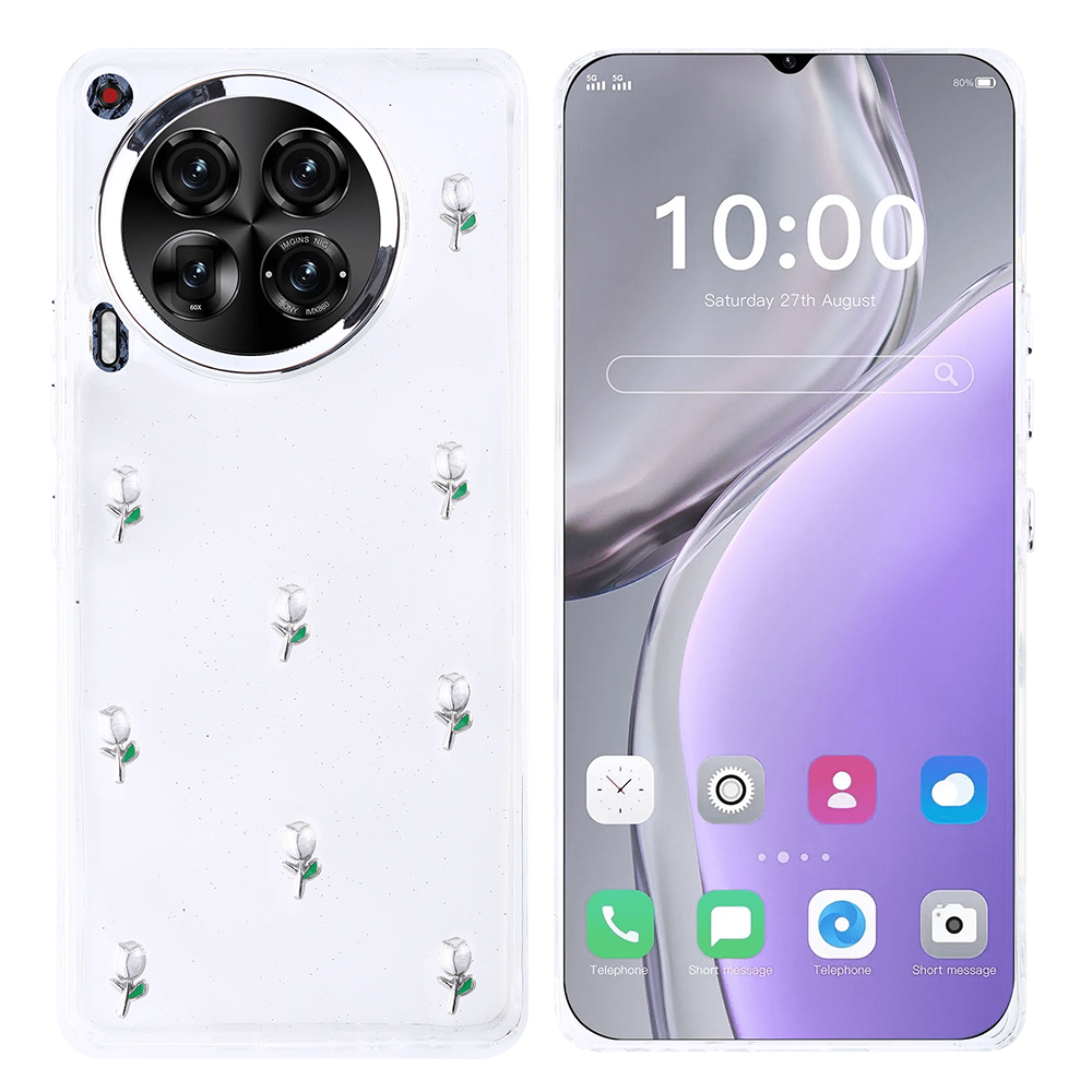 Tecno Camon 30 4G Kılıf Airbag Tasarımlı Simli Şeffaf Zore Kutup Kapak