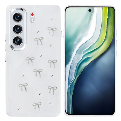 Tecno Camon 40 Pro Kılıf Airbag Tasarımlı Simli Şeffaf Zore Kutup Kapak - Zore