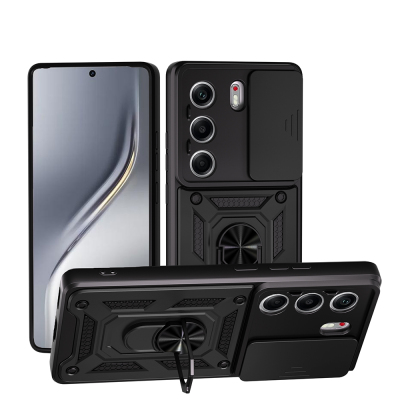 Tecno Camon 40 Pro Kılıf Magnetik Standlı Kamera Korumalı Zore Sürgülü Vega Kapak - Zore