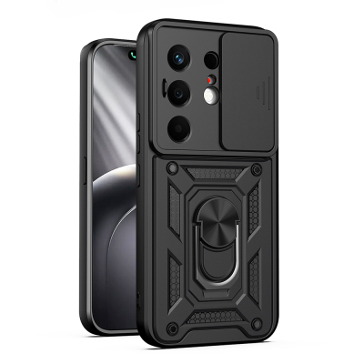 Tecno Camon 50 Kılıf Magnetik Standlı Kamera Korumalı Zore Sürgülü Vega Kapak - Zore