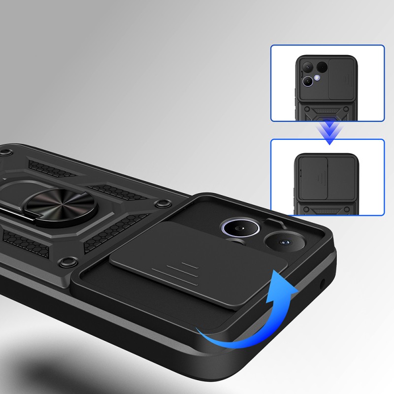 Tecno Pova Curve 2 Kılıf Magnetik Standlı Kamera Korumalı Zore Sürgülü Vega Kapak - 6