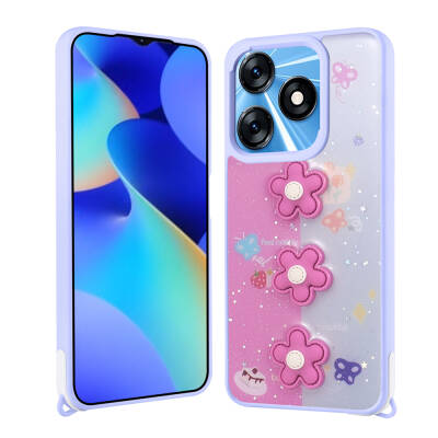 Tecno Spark 10 4G Case Shining Glitter Relief Figured Zore Cevze Cover - Zore