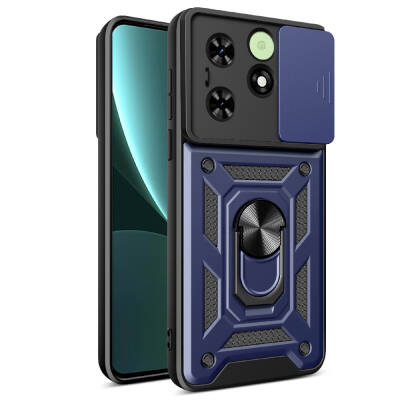 Tecno Spark 20C Kılıf Magnetik Standlı Kamera Korumalı Zore Sürgülü Vega Kapak - Zore