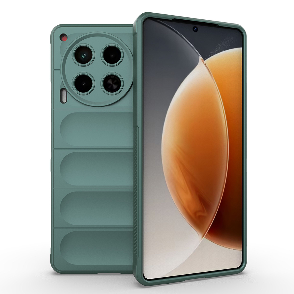 Tecno Spark 30 4G Kılıf Esnek TPU Oyuklu Arka Yüzey Tasarımlı NXXA Etnik Silikon Kapak - Koyu Yeşil