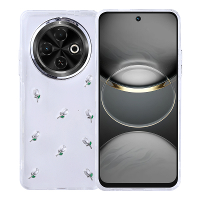 Tecno Spark 30C Kılıf Airbag Tasarımlı Simli Şeffaf Zore Kutup Kapak - Zore