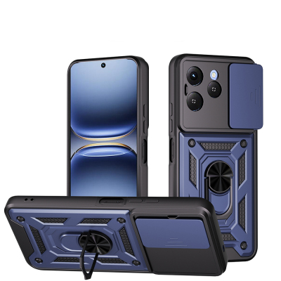 Tecno Spark 40 4G Kılıf Magnetik Standlı Kamera Korumalı Zore Sürgülü Vega Kapak - Zore