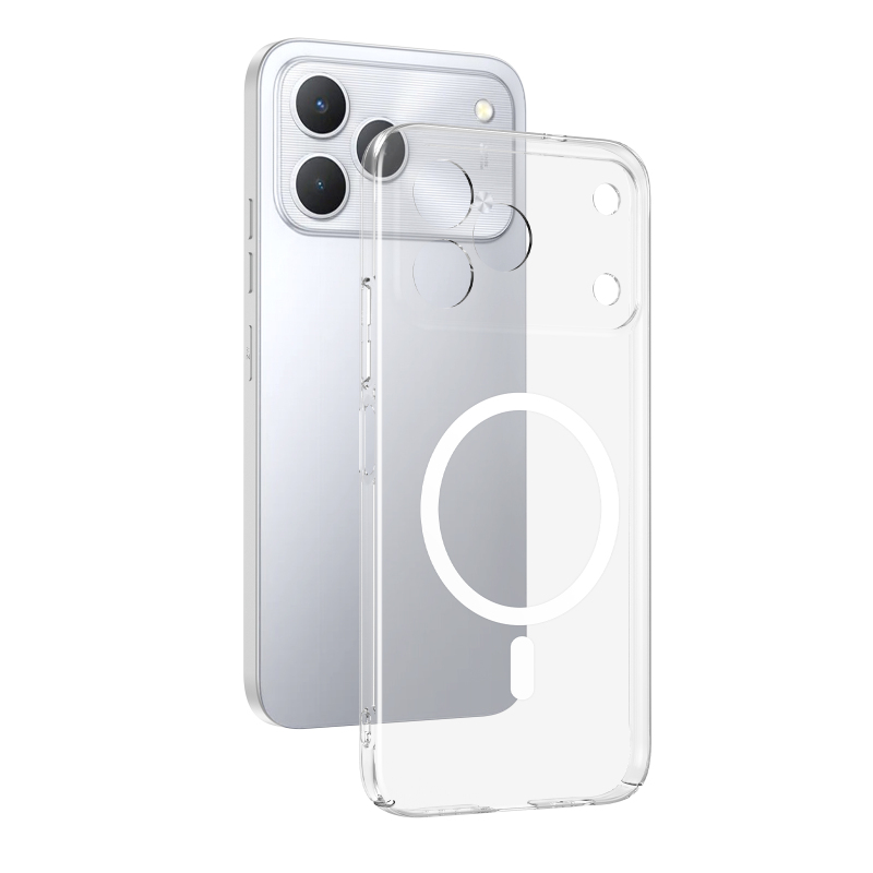 Tecno Spark 50 4G Kamera Korumalı M-Safe Şarj Özellikli Şeffaf Zore London Sert PC Kapak - 1