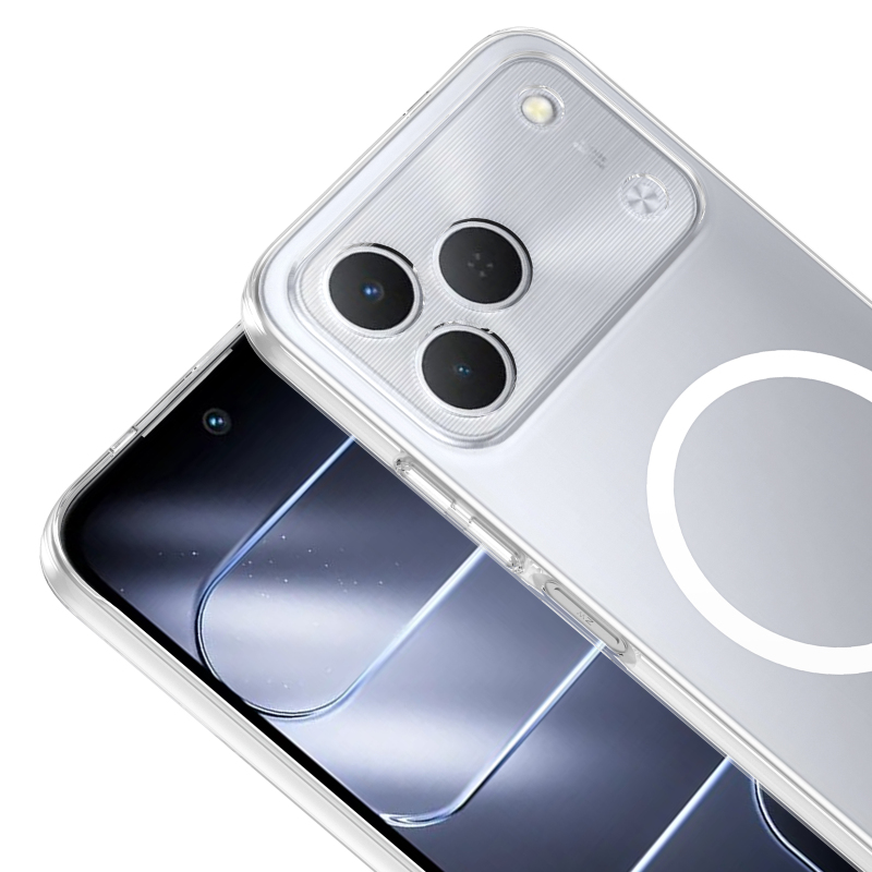 Tecno Spark 50 4G Kamera Korumalı M-Safe Şarj Özellikli Şeffaf Zore London Sert PC Kapak - 3