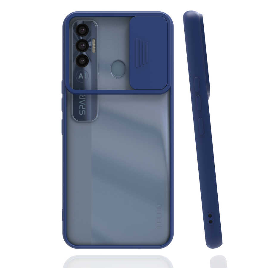 Tecno Spark 7 Pro Kılıf Zore Lensi Kapak - Lacivert