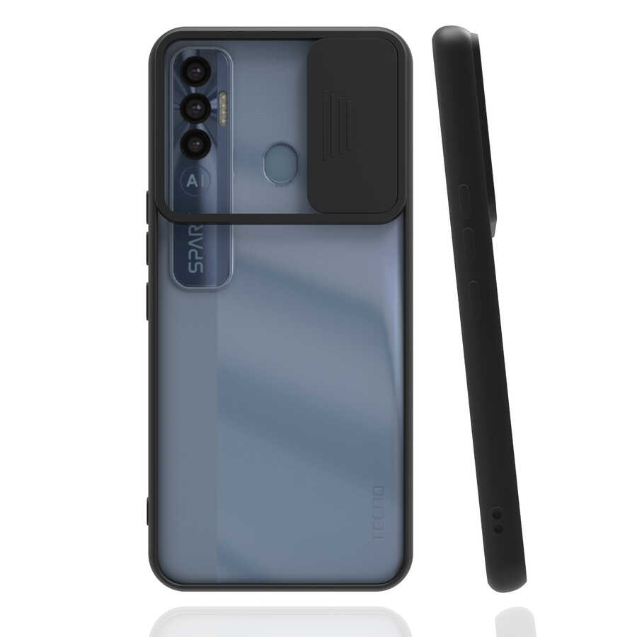 Tecno Spark 7 Pro Kılıf Zore Lensi Kapak - Siyah
