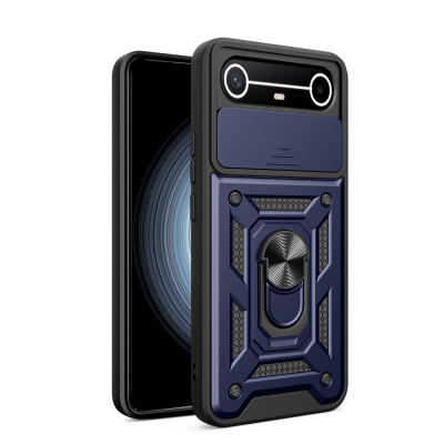 Tecno Spark Slim 5G Kılıf Magnetik Standlı Kamera Korumalı Zore Sürgülü Vega Kapak - Zore