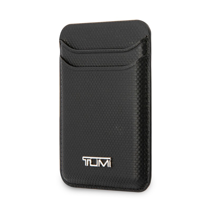 Tumi Original Licensed 2 Chamber Metal Logo Leather Magnetic Card Holder - 1